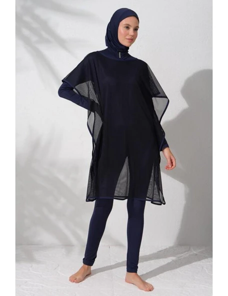 Pierre Cardin 231919 Lacivert Fileli Tesettür Tulum Mayo ürün görseli 1