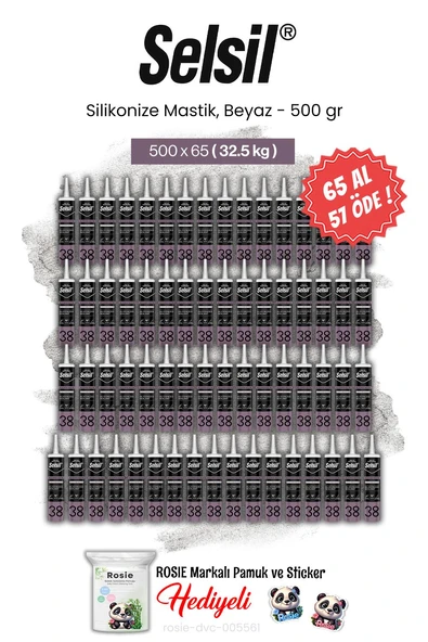 Selsil 65 AL 57 ÖDE, 500 gr Silikonize Mastik, Beyaz ve rosie pamuk ürün görseli