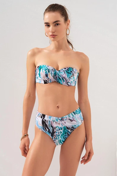 Pierre Cardin 231231-D Coral Clarke Balenli Kaplı Straplez Bikini Takım ürün görseli 1