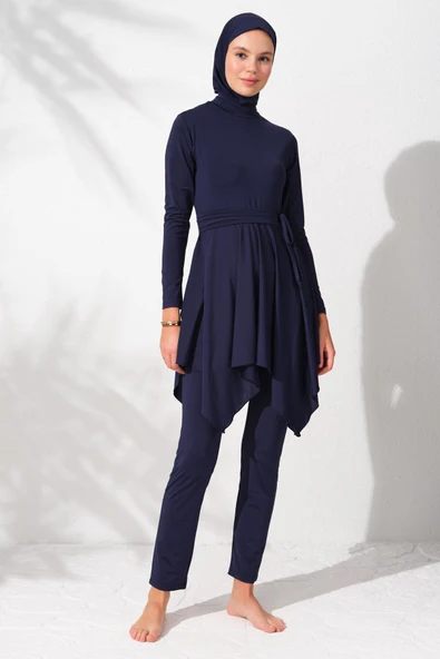 Pierre Cardin 231916 Lacivert Uzun Kollu Volanlı Tesettür Mayo Takım ürün görseli