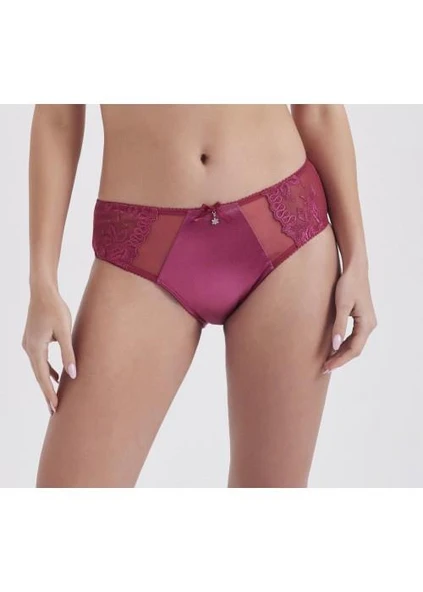 Moonlight 3125 Bordo Yüksek Bel Dantel Detaylı Slip Külot ürün görseli 1
