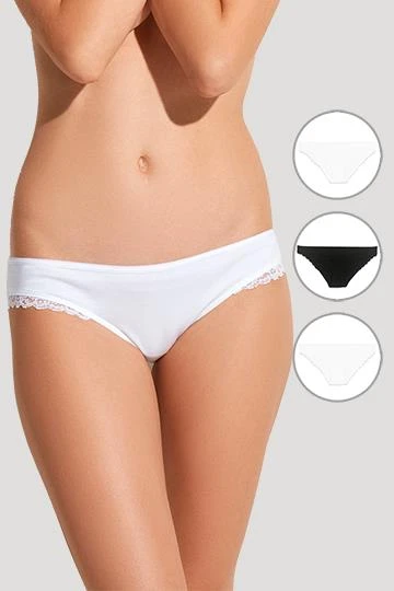Pierre Cardin 2134 3'Lü Ekonomik Paket Düşük Bel Pamuklu Dantel Geçişli Basic Brief ürün görseli 1