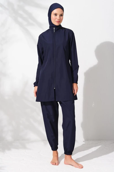 Pierre Cardin 231915 Lacivert Uzunkollu Fermuarlı Paraşüt Tesettür Mayo Takım ürün görseli 1