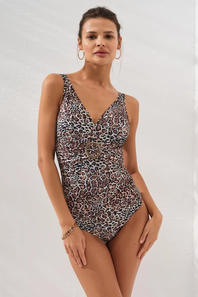 Pierre Cardin 231133-D Leopar Stella V Yaka Tokalı Korseli Mayo ürün görseli