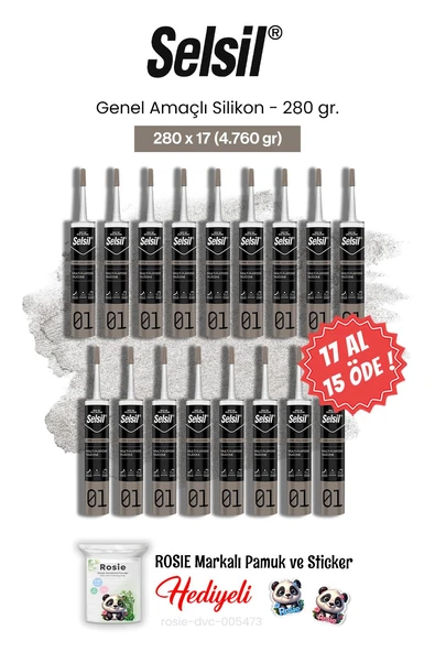Selsil 280 gr Genel Amaçlı Silikon 17 AL 15 ÖDE ve rosie pamuk ürün görseli