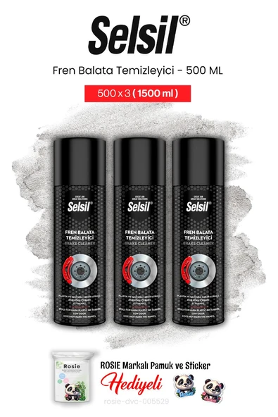 Selsil 3'lü Fren Balata Temizleyici Sprey, 500 ml ve rosie pamuk ürün görseli
