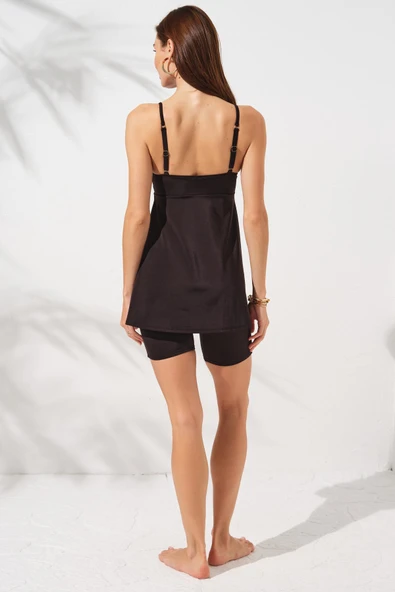 Pierre Cardin 231500 Siyah Lisa Şortlu V Yaka Tankini Takım - Resim 2