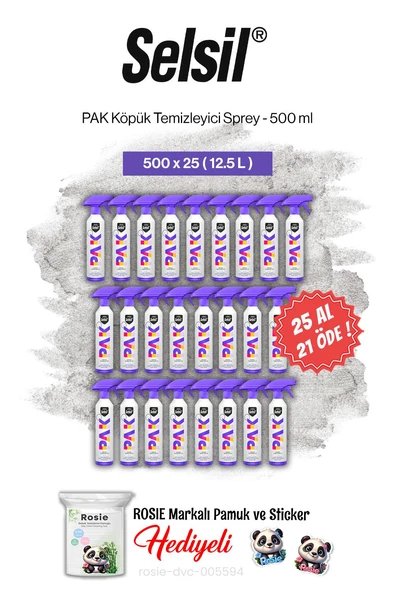 Selsil 25 AL 21 ÖDE PAK Köpük Temizleyici Sprey 500 ml ve rosie pamuk ürün görseli