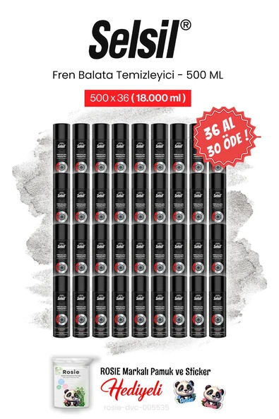 Selsil 500 ml, 36 AL 30 ÖDE Fren Balata Temizleyici Sprey ve rosie pamuk ürün görseli
