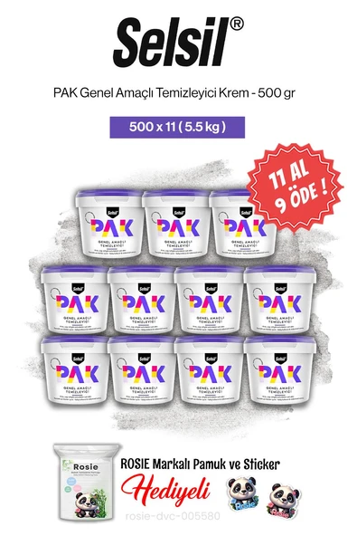 11 AL 9 ÖDE Selsil PAK Genel Amaçlı Temizleyici Krem 500 gr ve rosie pamuk ürün görseli