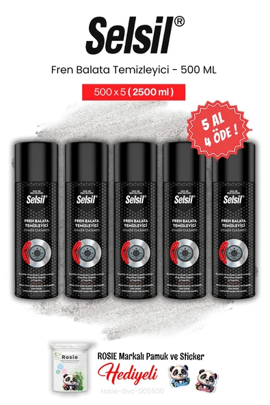 Selsil 5 AL 4 ÖDE Fren Balata Temizleyici Sprey, 500 ml ve rosie pamuk ürün görseli