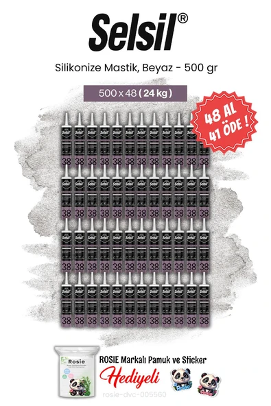 Selsil 48 AL 41 ÖDE, 500 gr Silikonize Mastik, Beyaz ve rosie pamuk ürün görseli