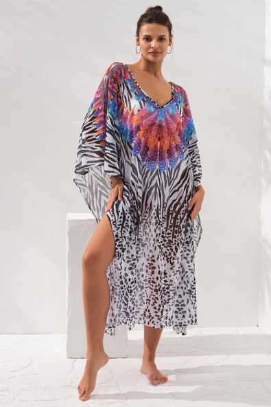 Pierre Cardin 231811 Feather V Yaka Elbise Pareo ürün görseli 1