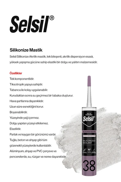 Selsil 3'lü Silikonize Mastik, 500 gr, Beyaz ve rosie pamuk - Resim 2
