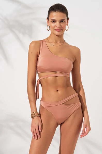 Pierre Cardin 231227 Bronz İconic Tek Omuz Bağlamalı Bikini Takım - 3