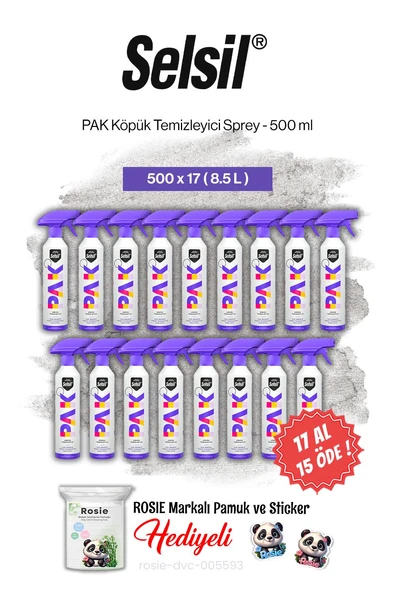 Selsil PAK Köpük Temizleyici Sprey 500 ml, 17 AL 15 ÖDE ve rosie pamuk ürün görseli