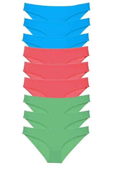 9 adet Süper Eko Set Likralı Kadın Slip Külot Yeşil Fuşya Mavi ürün görseli