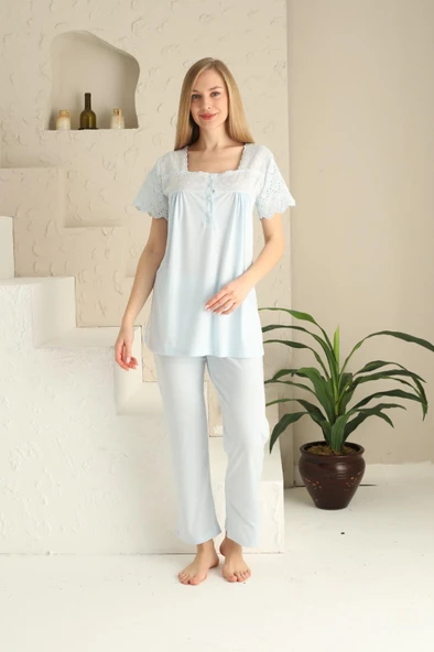 Limissi 23201 Mavi Renk Kadın Lohusa Pijama Takımı ürün görseli 1