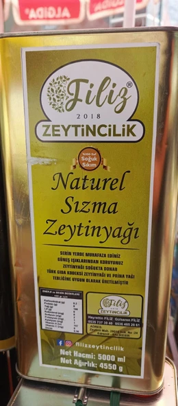 FİLİZ ZEYTİNCİLİK NATUREL SIZMA ZEYTİNYAĞI 5 L - 3
