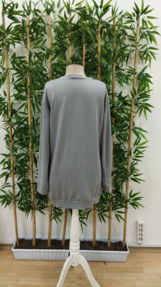 Kadın Uzun Kollu Bisiklet Yaka Desenli Viskon Iki Iplik Bluz - Resim 5