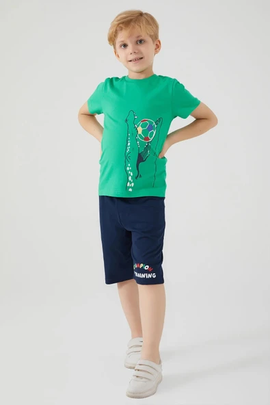 Roly Poly 3032 Yeşil Renk Erkek Çocuk Bermuda Şort Takım - Resim 2