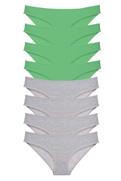 8 adet Süper Eko Set Likralı Kadın Slip Külot Yeşil Gri ürün görseli