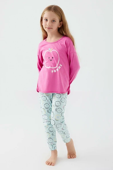 Roly Poly 3063 Pembe Pamuklu Kız Çocuk Pijama Takımı - Resim 3