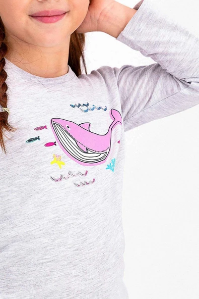 Roly Poly 2446 Gri Renk Kadın Kız Çocuk Pijama Takım - Resim 3
