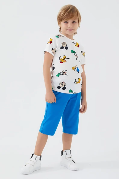 Mıckey Mouse Beyaz Renk Erkek Çocuk Kapri Takım ürün görseli 1