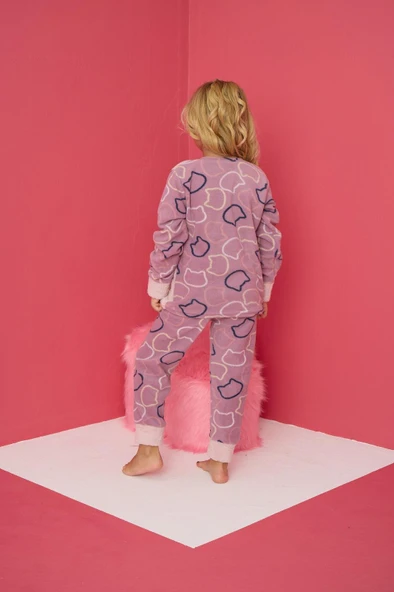 Pijamood 4160 Lila  Polar Uzun Kollu Kız Çocuk Pijama Takımı - 2
