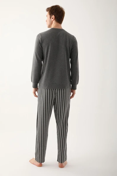 Arnetta Antrasit Renk Erkek Uzun Kollu Pijama Takımı - Resim 5