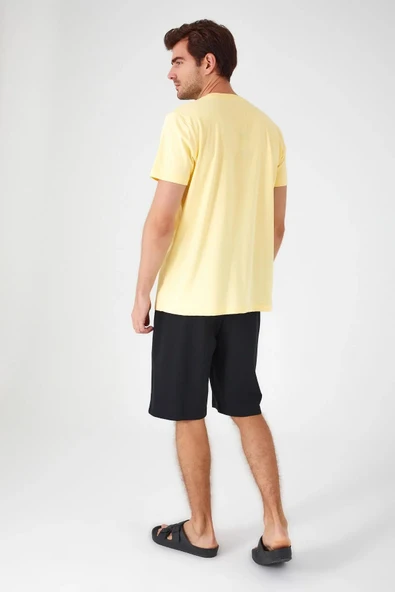 Arnetta Sarı Renk Erkek Bermuda Şort Takımı - Resim 4