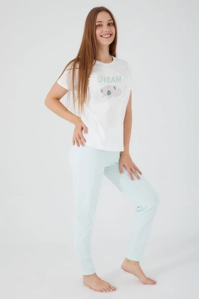 ROLY POLY ANNE KIZ KISA KOL PİJAMA TAKIMI Mint - Resim 2