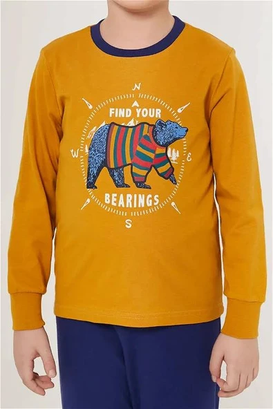 ROLY POLY UZUN KOLLU ERKEK ÇOCUK PİJAMA TAKIMI HARDAL - Resim 4