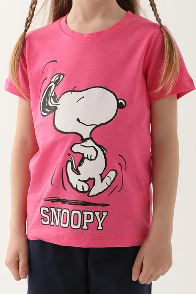 Looney Tunes 640 Snoopy Fuşya Renk Kız Çocuk Kapri Takımı - Resim 2