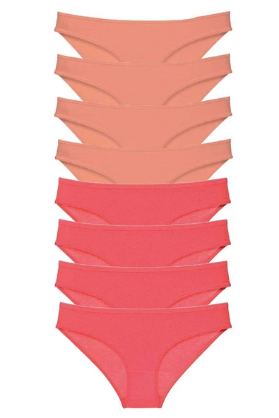 8 adet Eko Set Likralı Kadın Slip Külot Pudra Fuşya ürün görseli