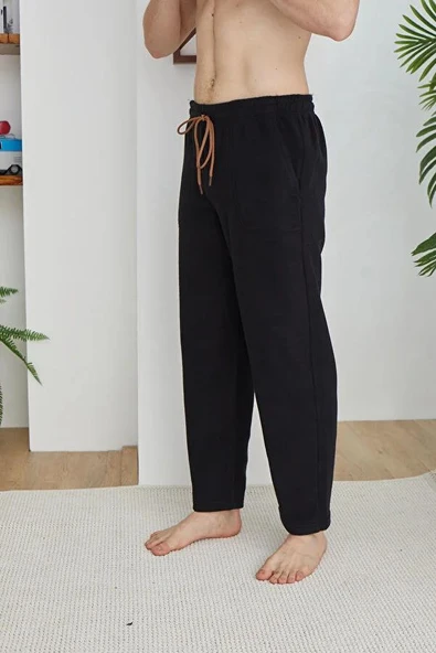 Kly Siyah Renk Erkek Polar Tek Alt Pantolon - 1