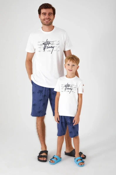 Roly Poly 3031 Krem Renk Baba Oğul Bermuda Şort Takım - Resim 6