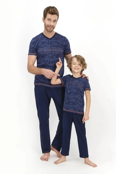 Arnetta İndigo Renk Erkek Çocuk Pijama Takımı - 1