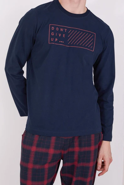 Arnetta Lacivert Renk Erkek Battal Pijama Takımı - Resim 2