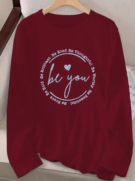 Kadın Uzun Kollu Bisiklet Yakabe Youdesenli Viskon Bluz - Resim 3