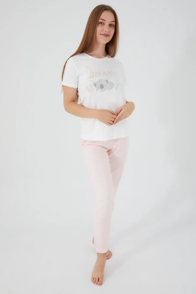 ROLY POLY ANNE KIZ KISA KOL PİJAMA TAKIMI PEMBE - Resim 3