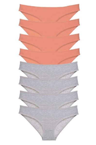 8 adet Süper Eko Set Likralı Kadın Slip Külot Pudra Gri ürün görseli