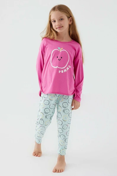 Roly Poly 3063 Pembe Pamuklu Kız Çocuk Pijama Takımı - Resim 2