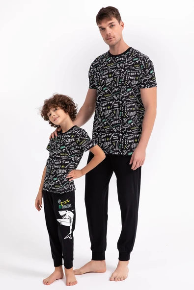 Roly Poly 2738 Siyah Renk Baba Oğul Pijama Takımı ürün görseli 1