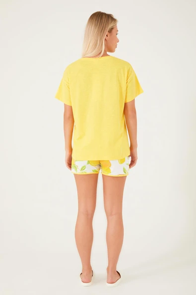 Roly Poly 3086-S Sarı Pamuklu Kadın Şort Takım - Resim 6