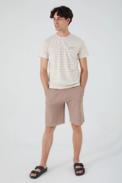 ARNETTA ERKEK BERMUDA TAKIMI BEJ - Resim 3