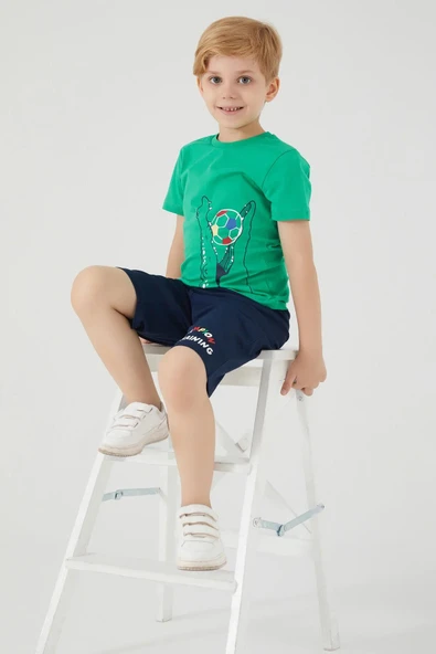 Roly Poly 3032 Yeşil Renk Erkek Çocuk Bermuda Şort Takım - Resim 3