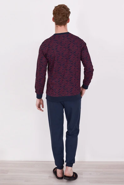 Arnetta Bordo Renk Erkek Uzun Kollu Battal Pijama Takımı - Resim 4
