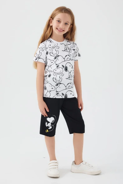 Looney Tunes 1575 Snoopy Kız Çocuk Kapri Takım - Resim 2